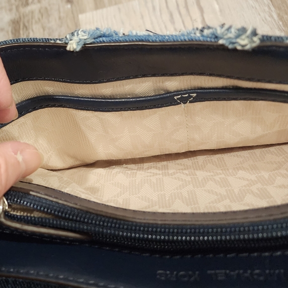 Michael Kors Denim Fringe Chain Shoulder Bag - Blue - Picture 7 of 13